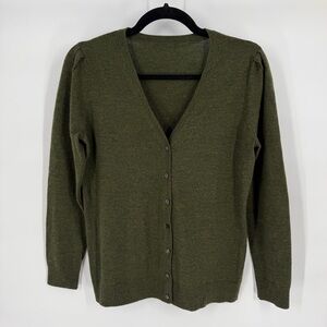 Button Front Knit Cardigan V Neck Long Sleeve Lightweight Preppy Academia Layer